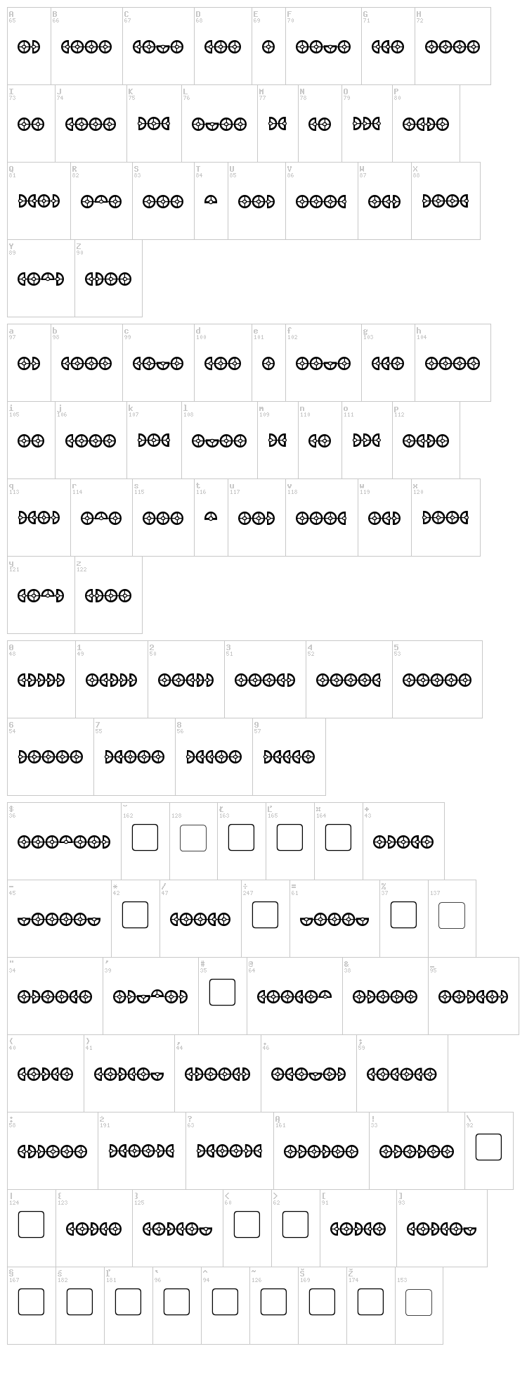Cybertron OpCode font map